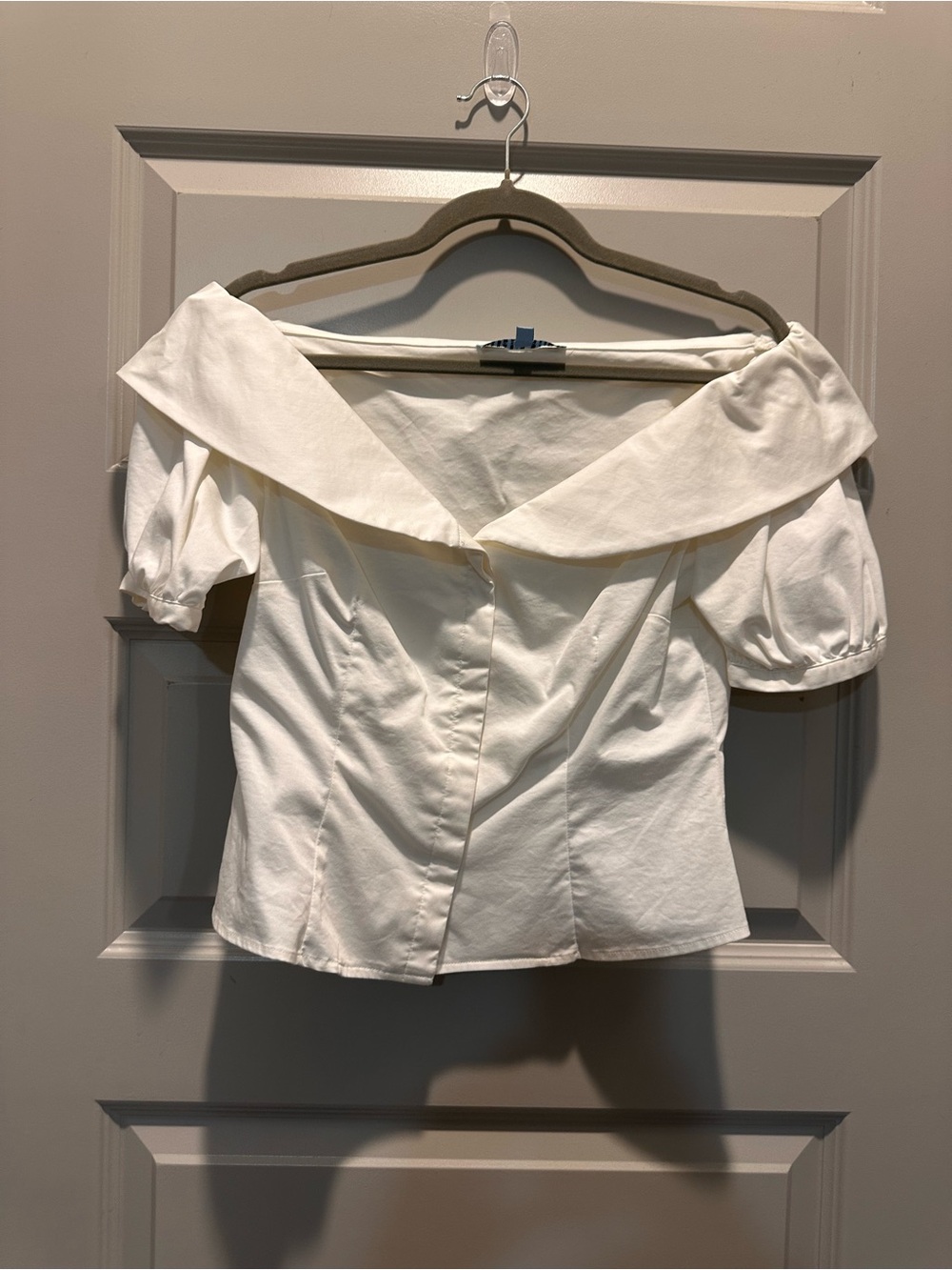 ANTONIO MELANI Off-Shoulder White Puff Sleeve Top